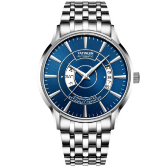 华天伦vatinlen新款时尚潮流自动机械表精钢防水夜光休闲商务简约手表